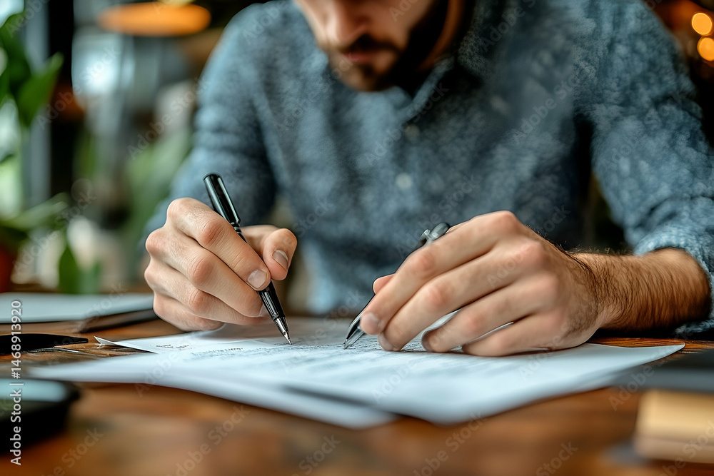 custom made wallpaper toronto digitalClose-up of a person concentrating on paperwork.