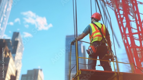 Wallpaper Mural A construction worker operating a crane at a building site. Featuring skill and safety Torontodigital.ca