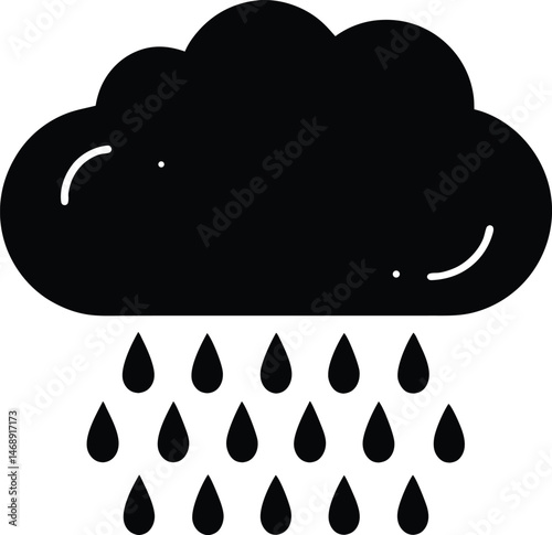 Heavy Rain Cloud Icon Vector Illustration