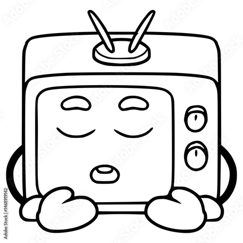 Television character sleep illustration hand drawn outline vector