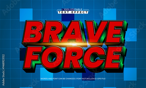 brave force editable text effect with a superhero and kids text style