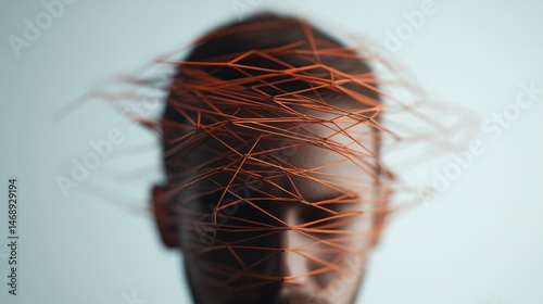 Creative expression of human thoughts through abstract lines in a surreal artistic portrayal