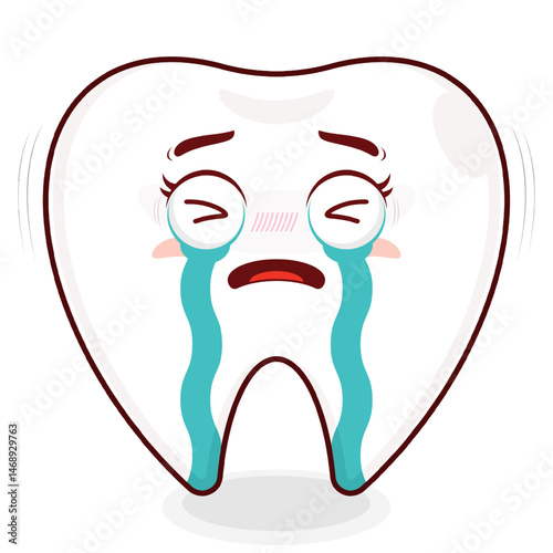tooth crying face cartoon cute
