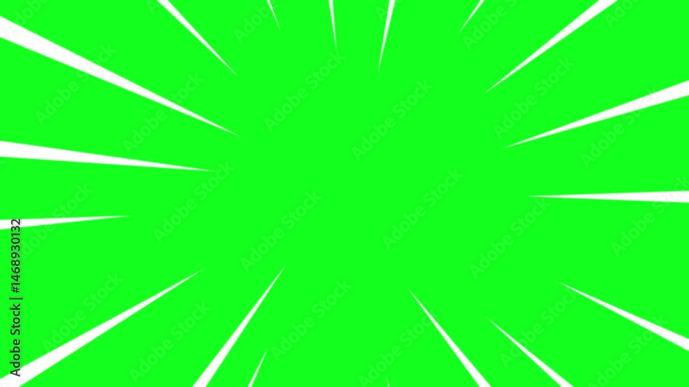 White speed lines isolated on a green screen. Manga, anime-style comic speed lines with alpha channel. Fast motion effect, anime super velocity visualization, manga comic book animation