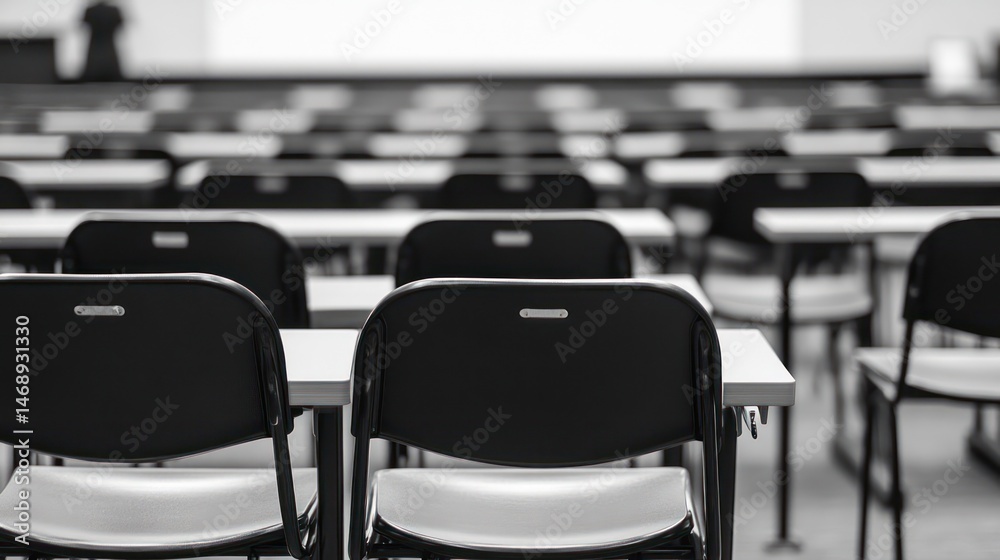 Fototapeta premium Empty classroom, conference hall, waiting room, interior, business meeting, seminar, presentation, educational background