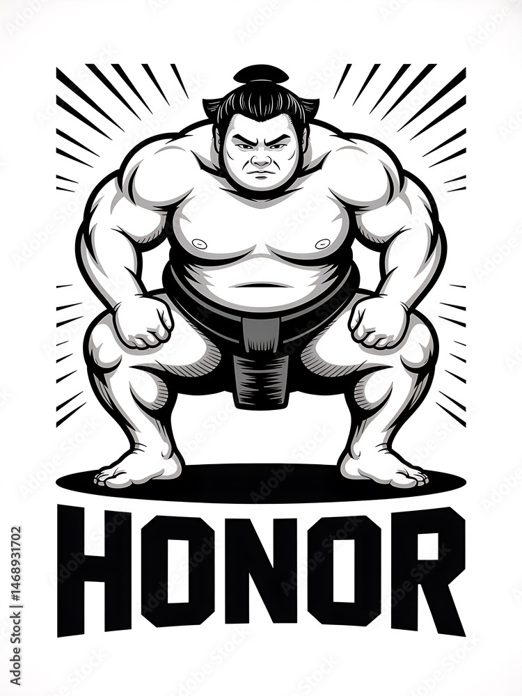 Fototapeta premium Monochrome illustration of mountain pathway leading to text, framed by clouds, in bold line art