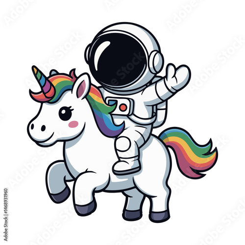 cartoon character astronaut riding a unicorn
