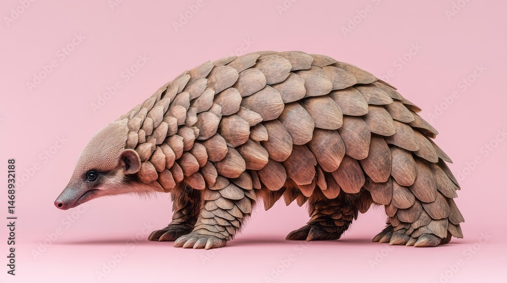 Obraz premium Digital rendering of a scaly anteater against a pastel background.