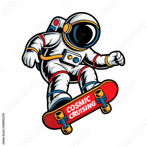 cartoon character astronaut skateboarding