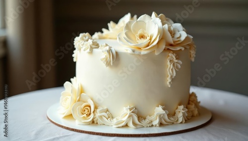 Elegant white wedding cake with intricate sugar flowers and cascading frosting Perfect for wedding websites and stationery , wedding, tiered cake, wedding cake