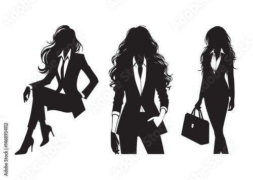 Business Woman In Suit Silhouette Vector Illustration White Background01