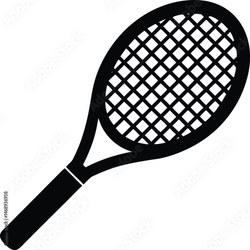 Tennis Racket Silhouette Icon Vector Illustration