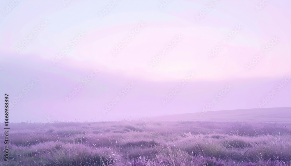 Obraz premium Serene sunrise over lavender fields nature landscape early morning dreamy atmosphere panoramic view tranquility