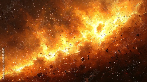 Fiery cosmic explosion in a nebula.