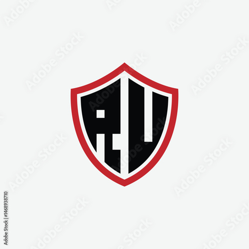 772 shield logo shape letter alphabet educational learning R U