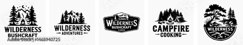 Set of adventure retro vintage vector logo, hiking logo, badge logo, wild nature logo.