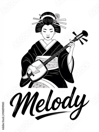 Striking black and white graphic design featuring stylized orbs and bold Asian-inspired typography.