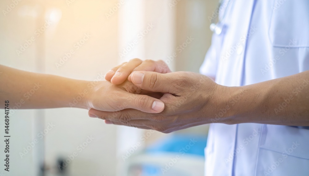 Obraz premium Compassionate healthcare interaction hospital setting emotional support warm environment close-up view patient care concept