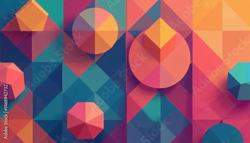 Simple repeating geometric shapes in a vibrant color palette A clean, minimalist design , texture, modern