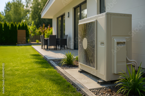 Outdoor Air Conditioner Unit Installed Beside House