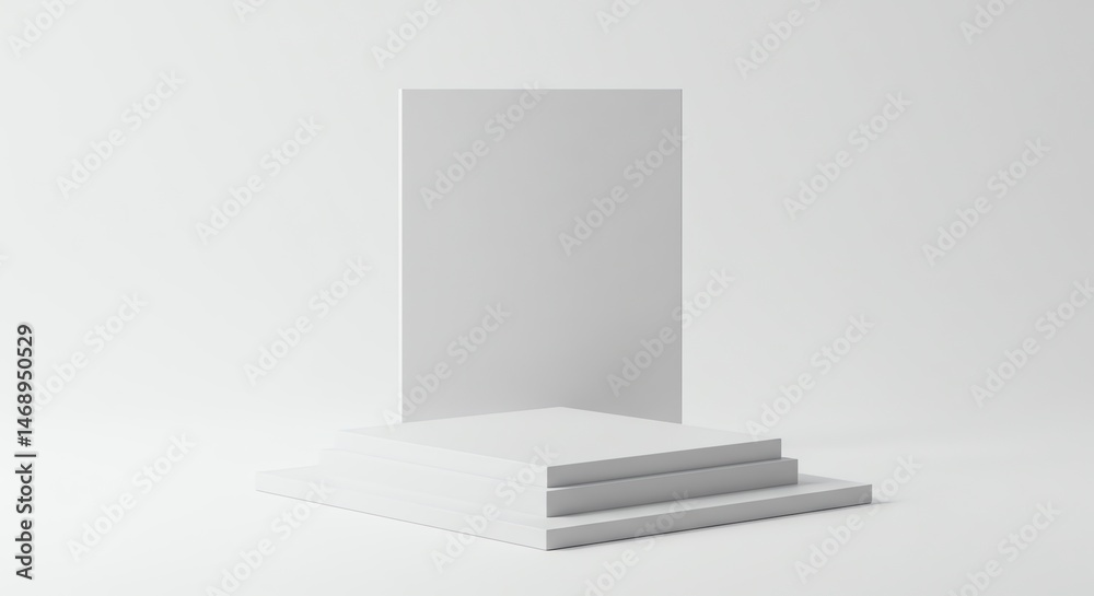 Fototapeta premium Minimalist white product display platform stage