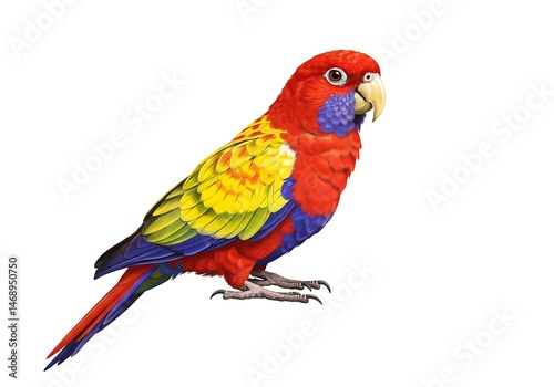 Vibrant Red Yellow Blue Parrot Bird Detailed Illustration Exotic Avian Wildlife Art Pet Image Fauna