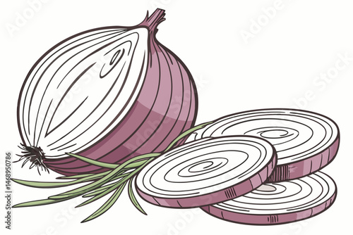 163 onion, sliced onion, cross-section of onion, vegetable, fresh produce, culinary, kitchen, food photography, realistic, detailed, high detail, hyperrealistic, 4k, 8k, photorealistic