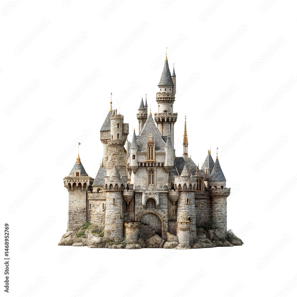 Obraz premium Majestic Fairytale Castle on a Rocky Hilltop