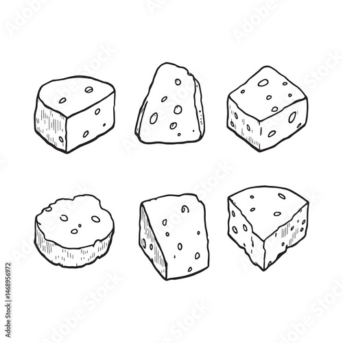 stylized feta cheese slice sketch vector art