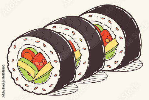 167 sushi, japanese food, maki sushi, roll with vegetables, colorful sushi, tasty sushi, traditional sushi, appetizing sushi, delicious sushi, high-quality sushi, realistic sushi, detailed sushi, beau