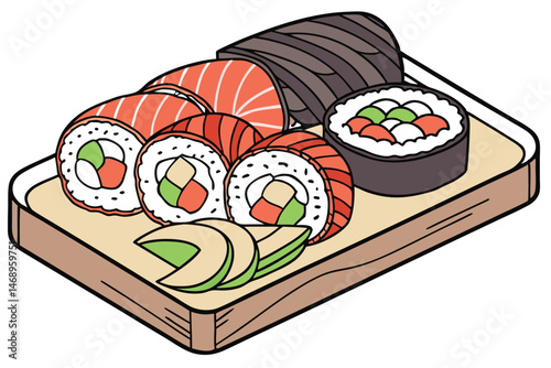 167 sushi, japanese food, maki sushi, roll with vegetables, colorful sushi, tasty sushi, traditional sushi, appetizing sushi, delicious sushi, high-quality sushi, realistic sushi, detailed sushi, beau