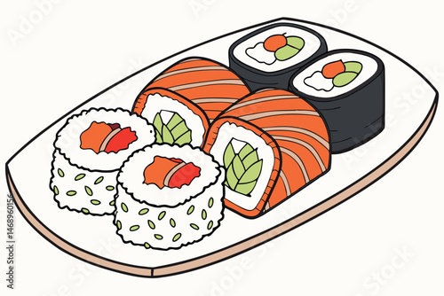 167 sushi, japanese food, maki sushi, roll with vegetables, colorful sushi, tasty sushi, traditional sushi, appetizing sushi, delicious sushi, high-quality sushi, realistic sushi, detailed sushi, beau