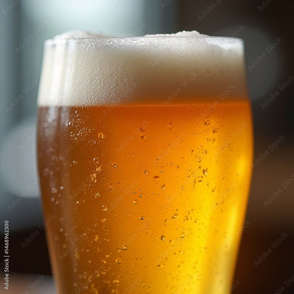A close-up of a freshly poured craft beer in a glass A close-up of a freshly poured craft beer in a glass