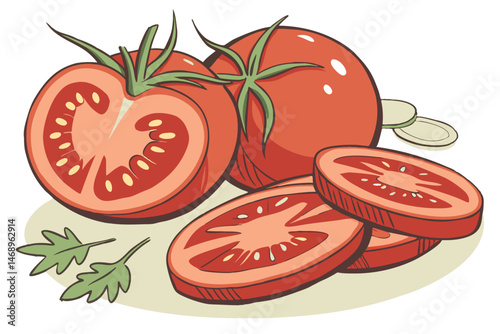 169 tomatoes, fresh vegetables, vibrant red, juicy, sliced, close-up, food photography, high-quality, detailed, photorealistic