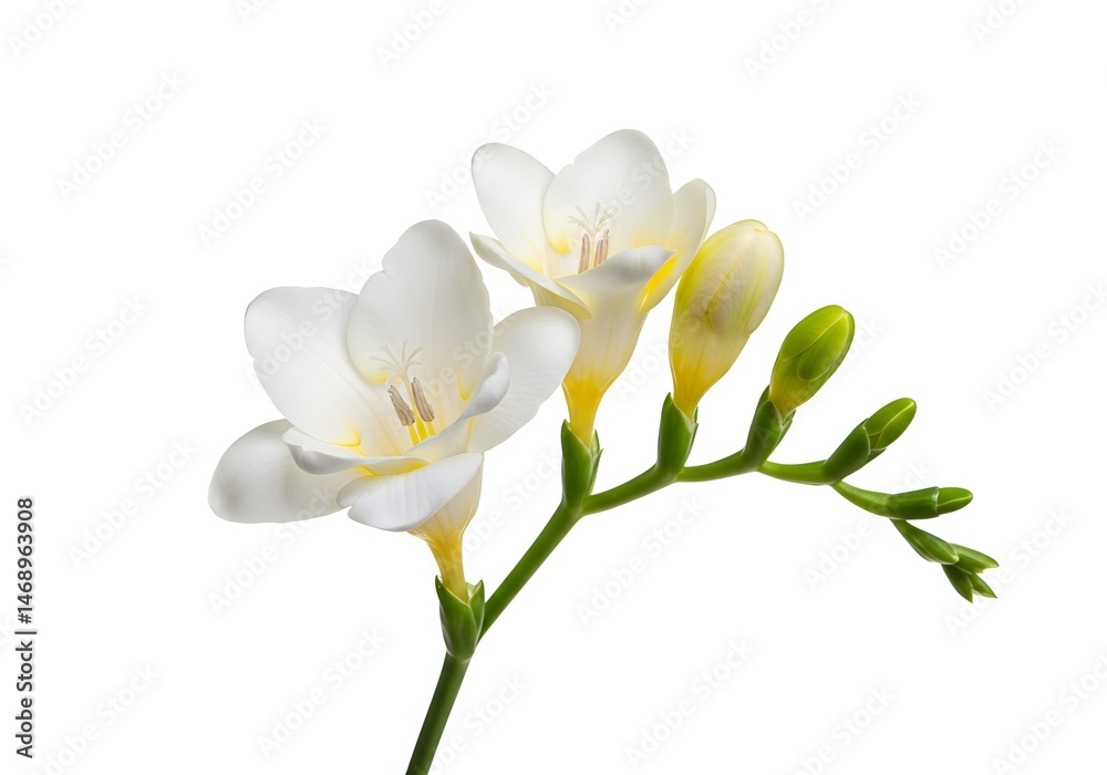 Fototapeta premium Elegant White Freesia Flowers Blooming Spring Botanical Nature Photography Plant Petal Fresh Image