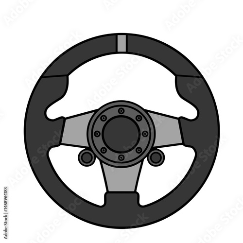 Car Steering Wheel in Black and Gray Design  