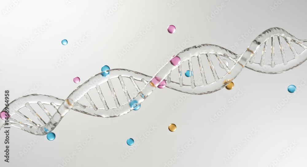 Fototapeta premium An Intricate Representation of DNA Helix with Colorful Molecular Structures Illustrating Genetic Composition and Biological Diversity