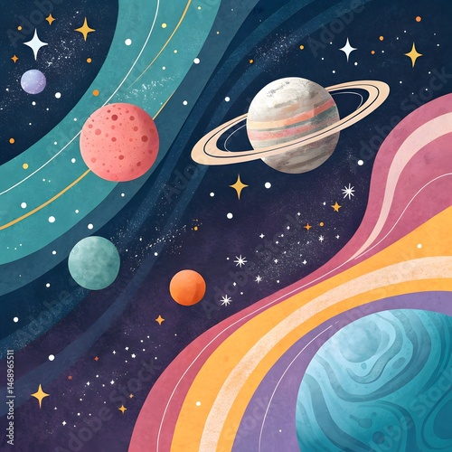 space background with stars and planets