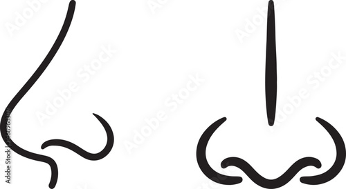 Nose Icon Set Line Art Silhouette Design Vector Illustration.