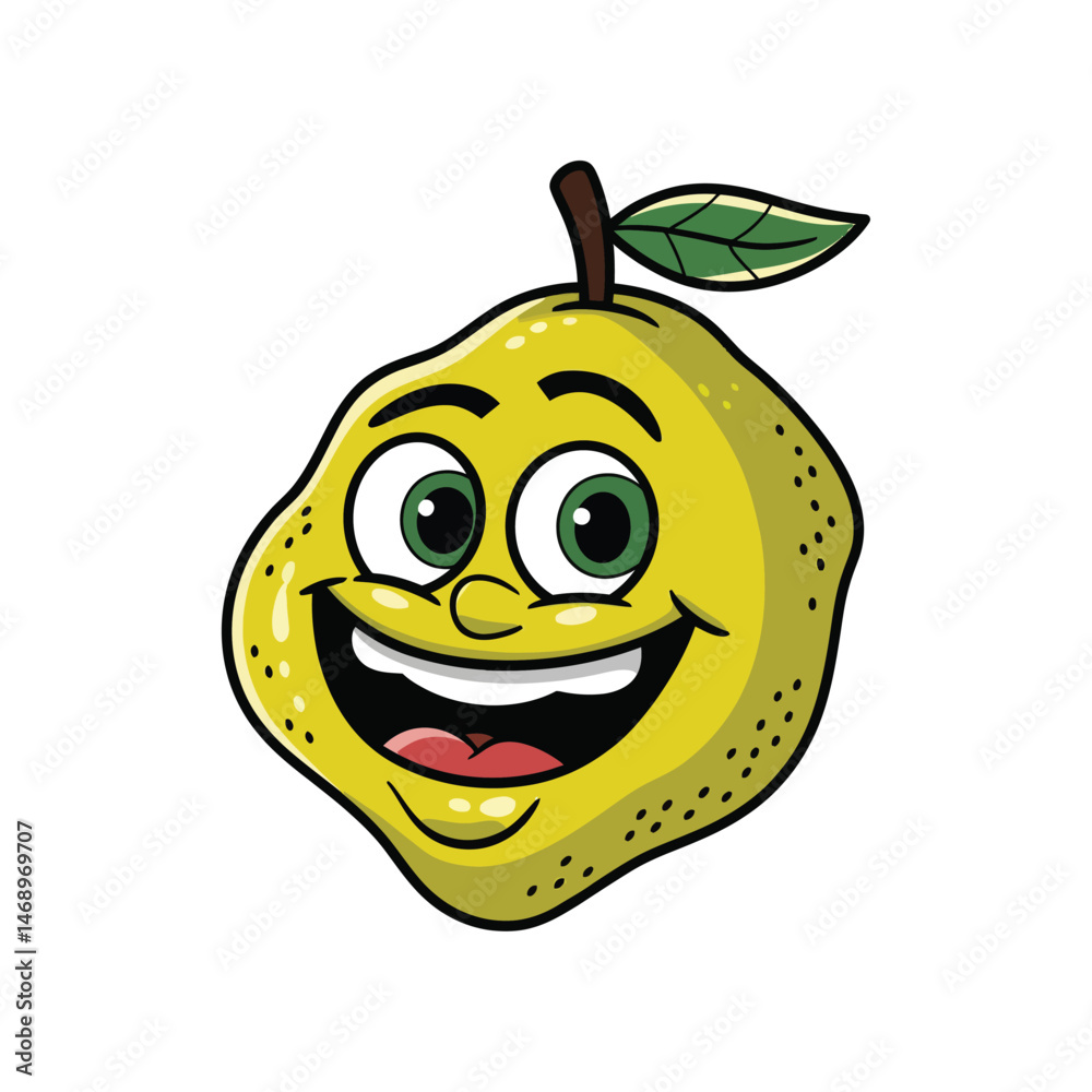 Obraz premium Funny Lemon Cartoon Kawaii Character