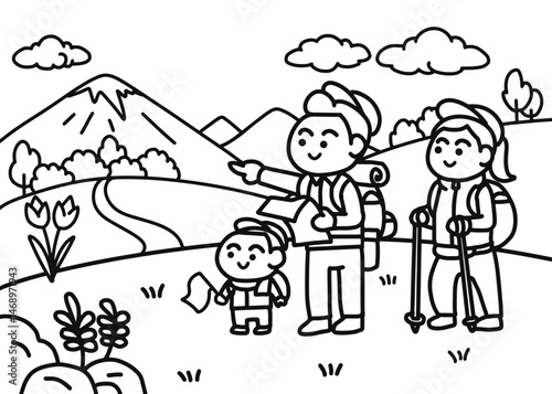 A family is going hiking trip together.