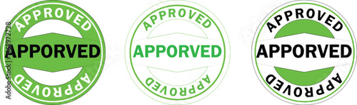 Approved Stamp Icon Set – Green Circular Badge Vector.