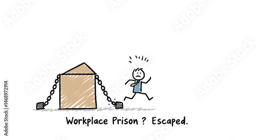 A cartoon character who escaped from the shackles of the workplace in a humorous style