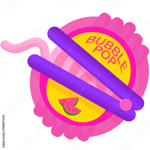 Pink Bubblegum Candy Illustration