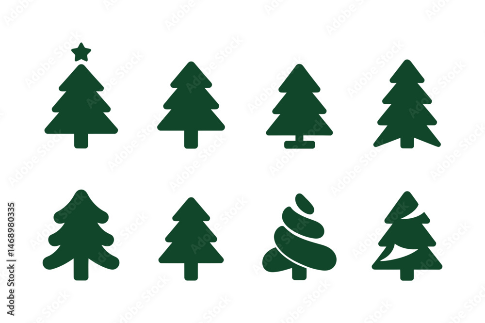 Christmas tree vector icon set holiday season art Christmas tree vector icon set holiday season art