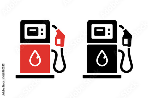 Gas station fuel pump icon vector illustration set