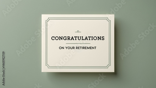 Career retirement greeting card highlighting professionalism and achievement featuring sage green, soft grey, and cream color showing message that reads Congratulations on your work retirement
