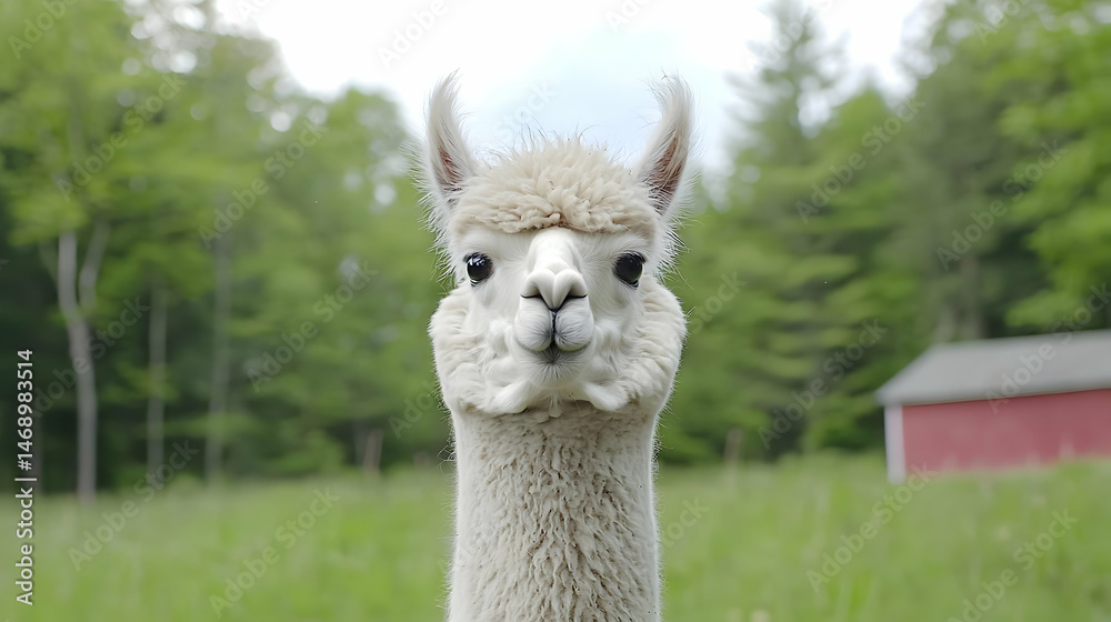 Fototapeta premium Alpaca Portrait In Field