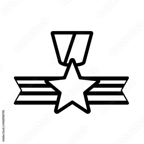 Victory Day icon, Medal with Star Symbolizing Victory and Honor  