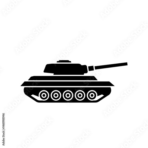 Victory Day icon, Black silhouette of a tank icon on a white background  